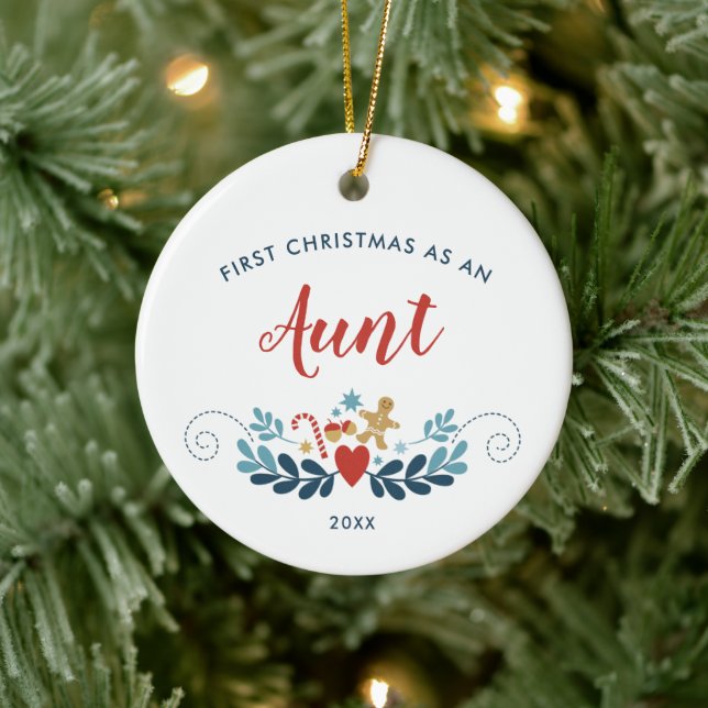 1. Weihnachten als Tante Personalisierter Feiertag Keramik Ornament (Baum)