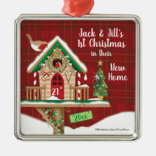 1. Weihnachten, ihr neues Zuhause, Birdhouse Ornament Aus Metall