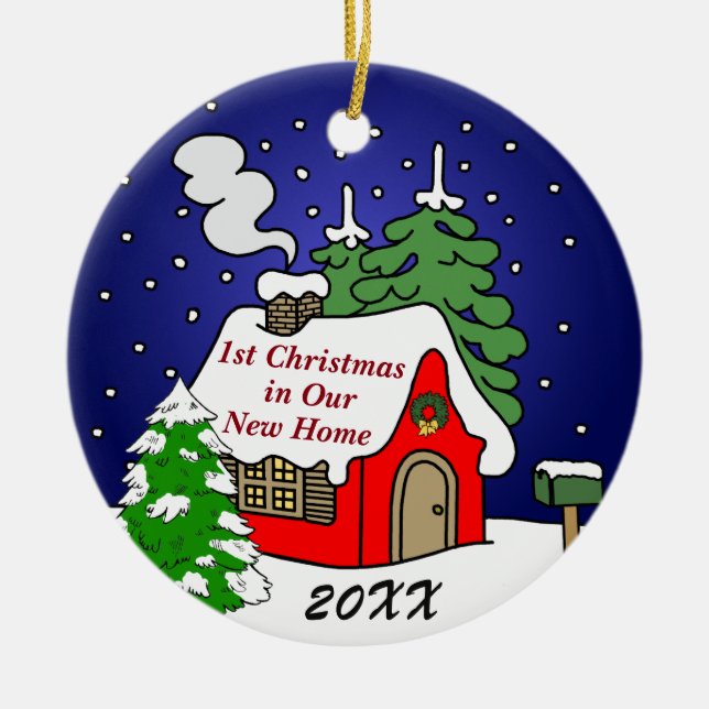 1. Weihnachten im neuen Zuhause Keramik Ornament (Vorne)