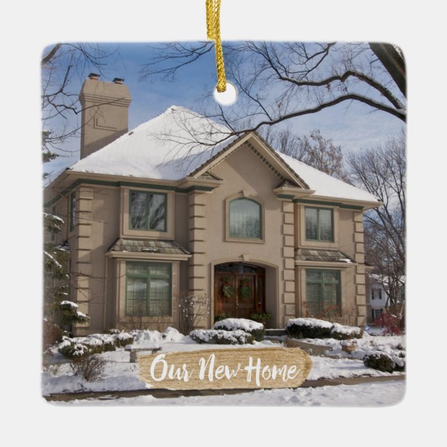 1. Weihnachten im neuen Zuhause Keramikornament (Vorderseite)