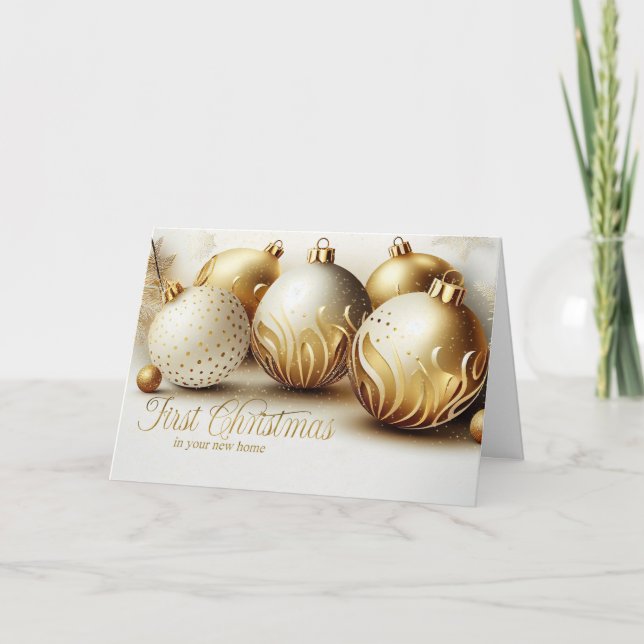 1. Weihnachten in einer neuen Zuhause Gold und Wei (Vorderseite)