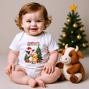 1. Weihnachten, individueller Text, Baum-gewaltige Baby Strampler