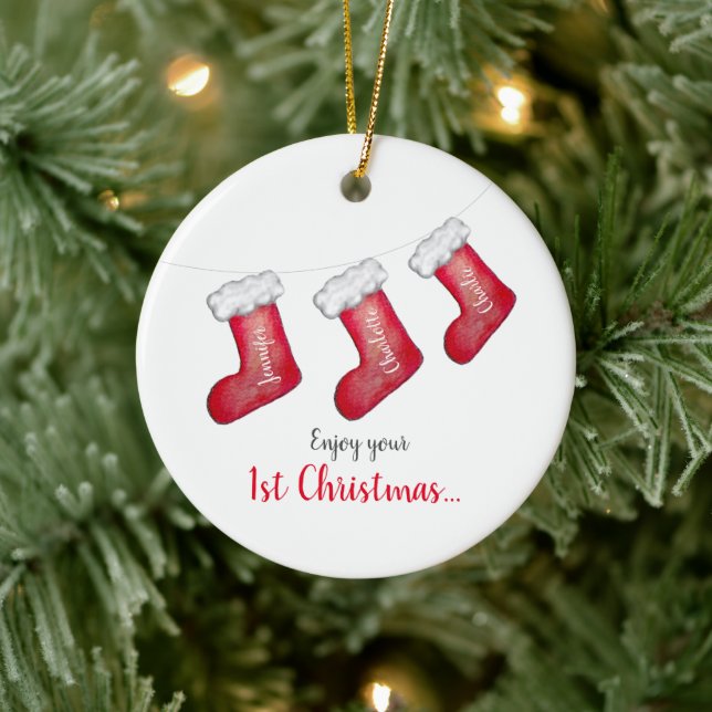 1. Weihnachten mit neuem Baby Keramik Ornament (Baum)