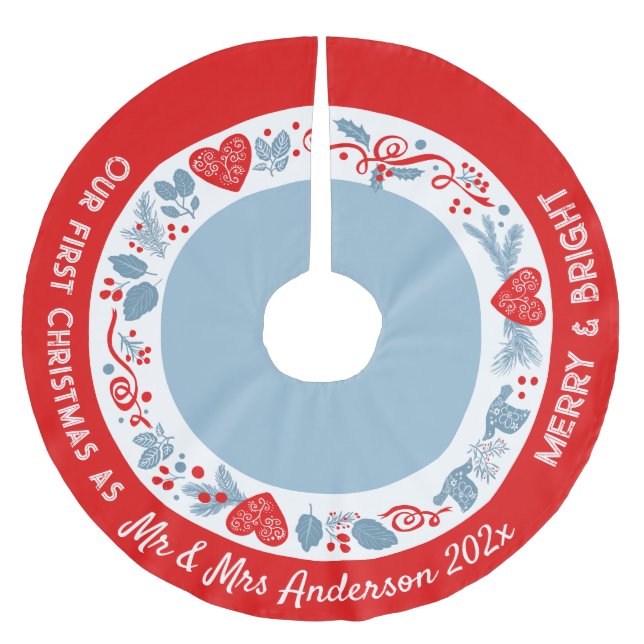 1. Weihnachten Mr. & Mrs. frisch skandinavischer n Polyester Weihnachtsbaumdecke (Vorderseite)