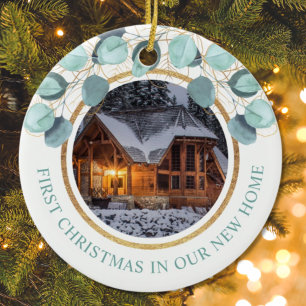 1. Weihnachten Neue Zuhause Eukalyptus 2 Foto Keramik Ornament