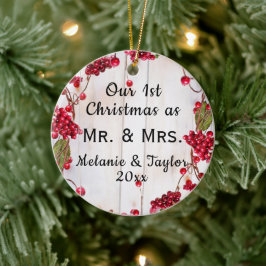 1. Weihnachten Rustic Mr. & Mrs. Foto Keramik Ornament