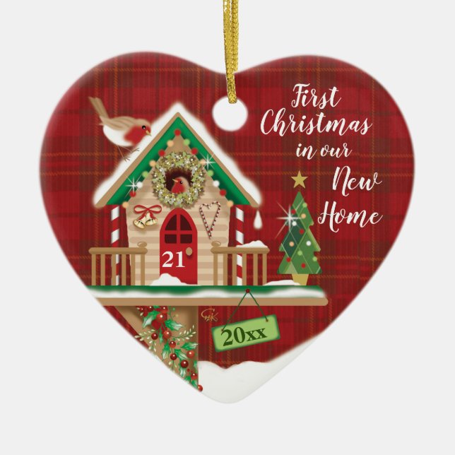 1. Weihnachten, Unsere neue Zuhause, Geburtshaus Keramik Ornament (Vorne)