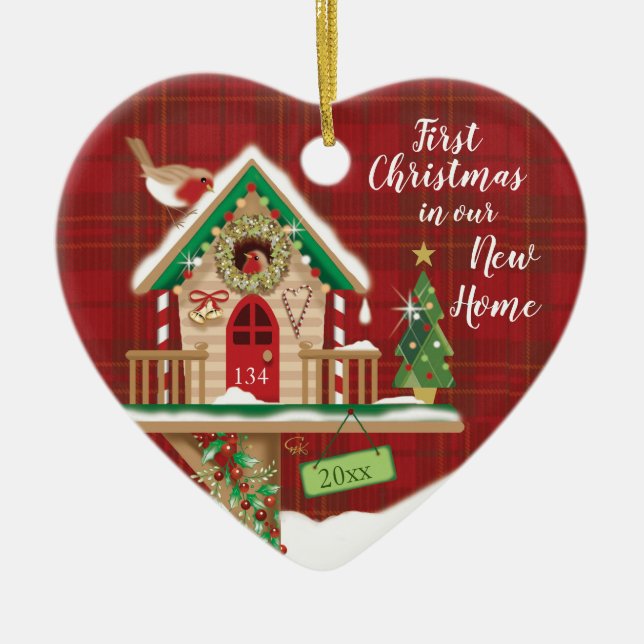 1. Weihnachten, Unsere neue Zuhause, Geburtshaus,  Keramik Ornament (Vorne)
