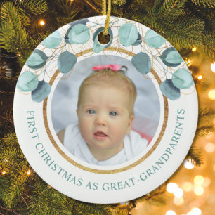 1. Weihnachten Urgroßeltern Eukalyptus Foto Keramik Ornament