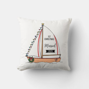 1. Weihnachten Verheiratet 2025 Süß Nautical Kissen