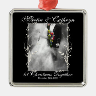 1. Weihnachten Verheiratet Schwarz und Weiß Ornament Aus Metall