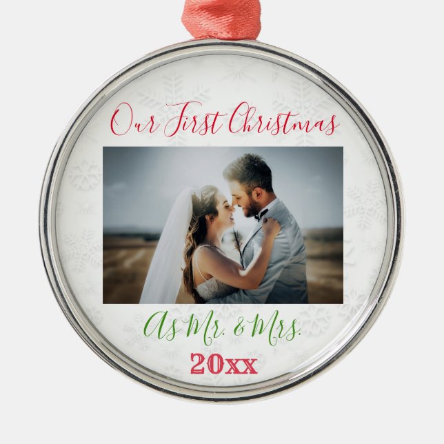 1. Weihnachten Verheirateten Couple Foto Metal Orn Ornament Aus Metall (Vorne)