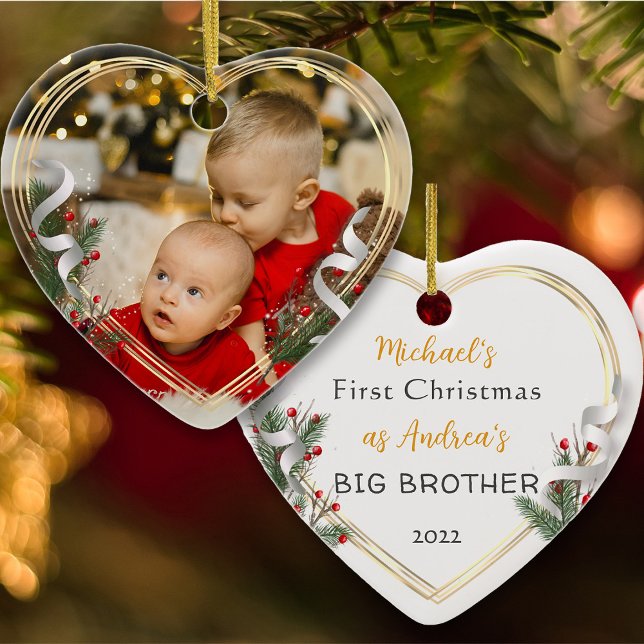 1. Weihnachts Big Brother Liebe Gold Frame Foto Keramik Ornament (Von Creator hochgeladen)