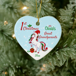 1. Weihnachts-Einhorn als Großeltern Keramik Ornament