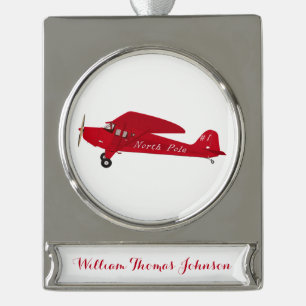 1. Weihnachts-Nordpol-Flugzeug Baby Boy Banner-Ornament Silber