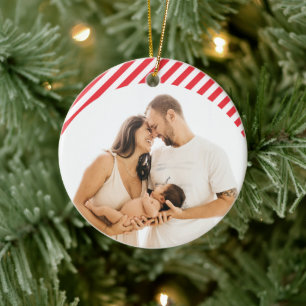 1. Weihnachts-Red Candy Familie Custom Foto Keramik Ornament