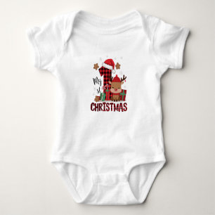 1. Weihnachts-Weihnachtsmannmütze Weißschneejunge Baby Strampler