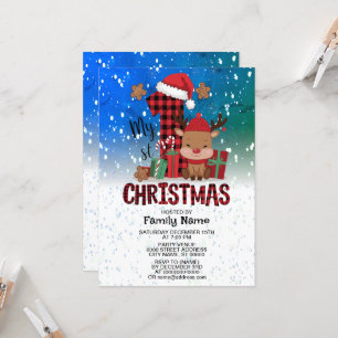 1. Weihnachts-Weihnachtsmannmütze Weißschneejunge Einladung