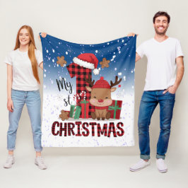 1. Weihnachts-Weihnachtsmannmütze Weißschneejunge  Fleecedecke