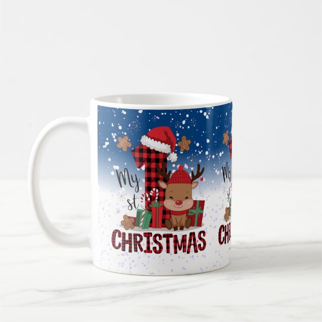 1. Weihnachts-Weihnachtsmannmütze Weißschneejunge  Kaffeetasse (Links)