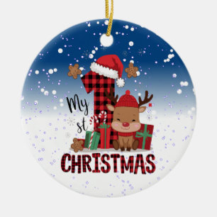 1. Weihnachts-Weihnachtsmannmütze Weißschneejunge  Keramik Ornament