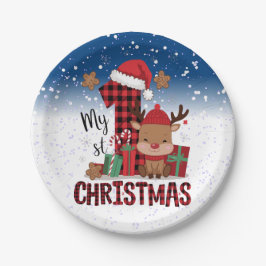 1. Weihnachts-Weihnachtsmannmütze Weißschneejunge  Pappteller