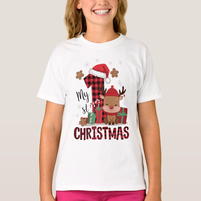 1. Weihnachts-Weihnachtsmannmütze Weißschneejunge  T-Shirt (Vorderseite)