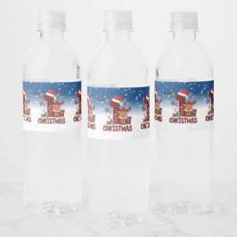 1. Weihnachts-Weihnachtsmannmütze Weißschneejunge  Wasserflaschenetikett