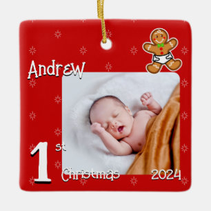 1. Weihnachtsbaby Gingerbread Custom- Red Green Keramikornament