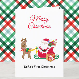 1. Weihnachtsbaby's Personalize Name Santa Claus Feiertagskarte