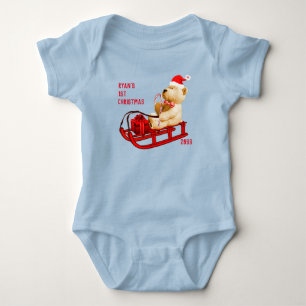1. Weihnachtsbär Jersey Bodysuit Baby Strampler