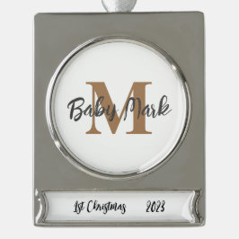 1. Weihnachtsbaumschmuck unisex Monogramm Banner-Ornament Silber