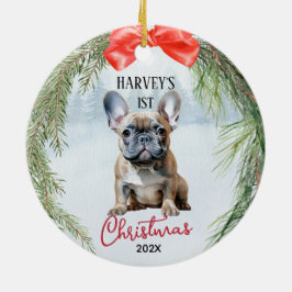 1. Weihnachtsfest Franz Bulldog Keramik Ornament
