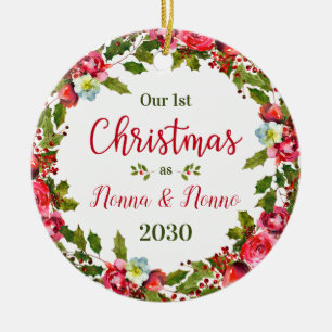 1. Weihnachtsfoto Nonna Nonno Keramik Ornament