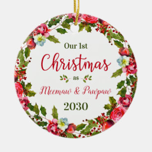 1. Weihnachtsfoto von Meemaw und Pawpaw Keramik Ornament