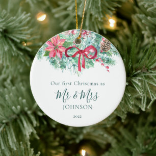 1. Weihnachtsgebäck Neu verheiratete Berries & Gre Keramik Ornament