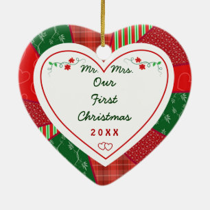 1. Weihnachtsgeschenk für Verheiratetes Paar Quilt Keramikornament