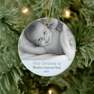 1. Weihnachtsgeschenk Neue Tante und Onkel aus Nep Keramik Ornament