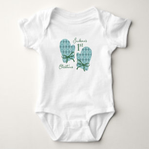 1. Weihnachtshandschuhe Grüne Schleife Royal Botan Baby Strampler
