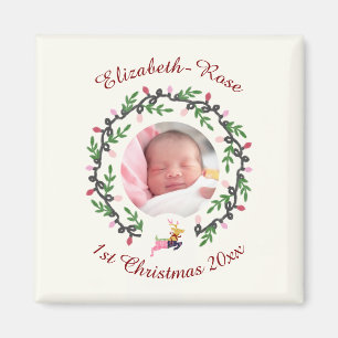 1. Weihnachtshirsch mit Kranz anpassen Magnet