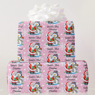 1. Weihnachtsjunge Name Niedlich Santa Claus Girl Geschenkpapier