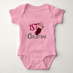1. Weihnachtskind im Strumpf Baby Strampler