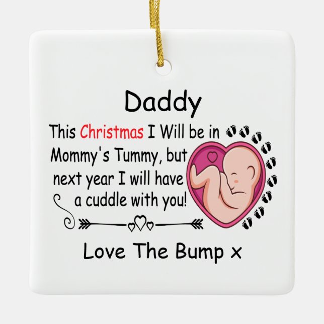 1. Weihnachtsmann erwartet Schwangere von Bump Keramikornament (Vorderseite)