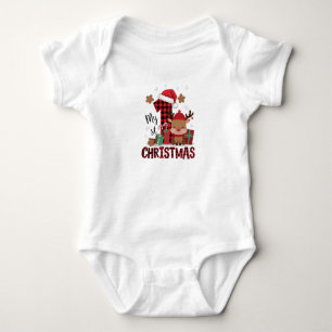 1. Weihnachtsmann Santa Hut Weißer Schnee Baby Ren Strampler
