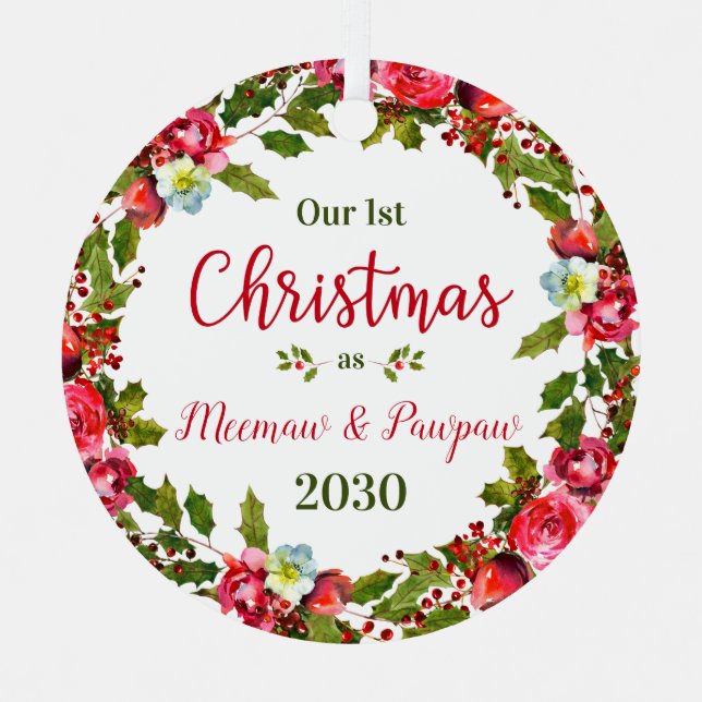 1. Weihnachtsmeemaw Pawpaw Foto Ornament Aus Metall (Vorderseite)