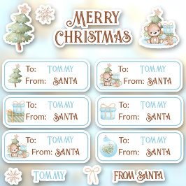 1. Weihnachtsname Blue Labels Kiss Cut Stickers