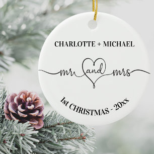 1. Weihnachtsnamen der Neuvermählten - weiß Keramik Ornament