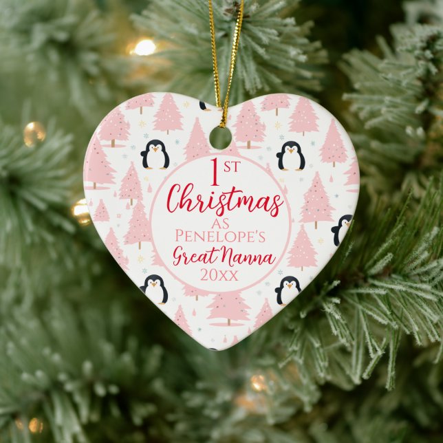 1. Weihnachtspenguin Great Nanna Pink Keramik Ornament (Baum)