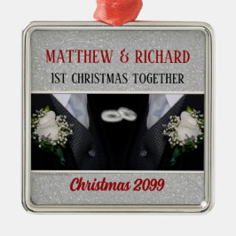 1. Weihnachtsschwulenheirat Tuxedos Ornament Aus Metall