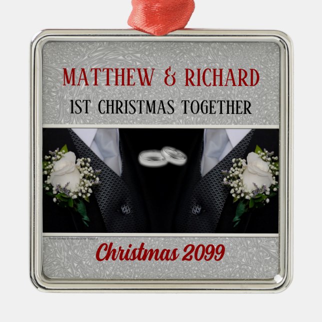 1. Weihnachtsschwulenheirat Tuxedos Ornament Aus Metall (Vorne)